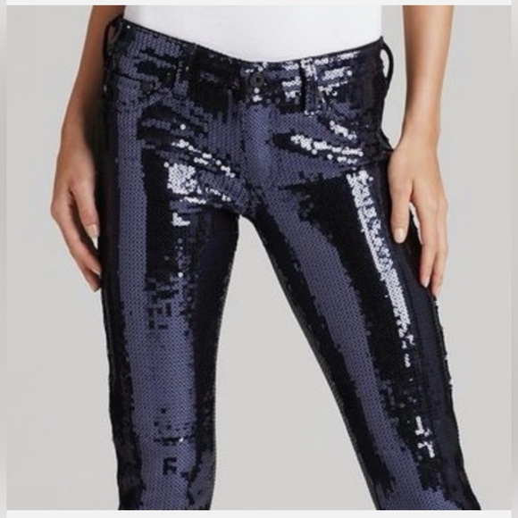 Brand new with tags AG Adriano Goldschmied Sequin Navy Jeggings - Picture 2 of 10